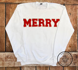 MERRY Chenille Patch Gildan Sweatshirt