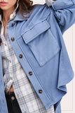 Loose Fit Button Down Long Sleeve Fleece Shacket