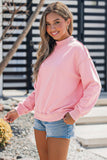 Oversize Drop Shoulder Reversible Mock Neck Sweatshirt