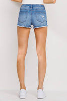 Distressed Shorts with Fray Hem