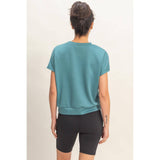 Crew Neck Short Dolman Sleeve Top