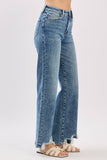 HIGH RISE SLIM WIDE LEG W/ DESTROYED HEM JEANS