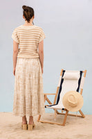 STRIPE CREW NECK SHORT SLEEVE KNIT PULLOVER