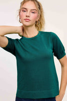 Puffy Sleeve Basic Stretchy Knit Top