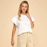 Cotton Spandex Cuffed Sleeve Top