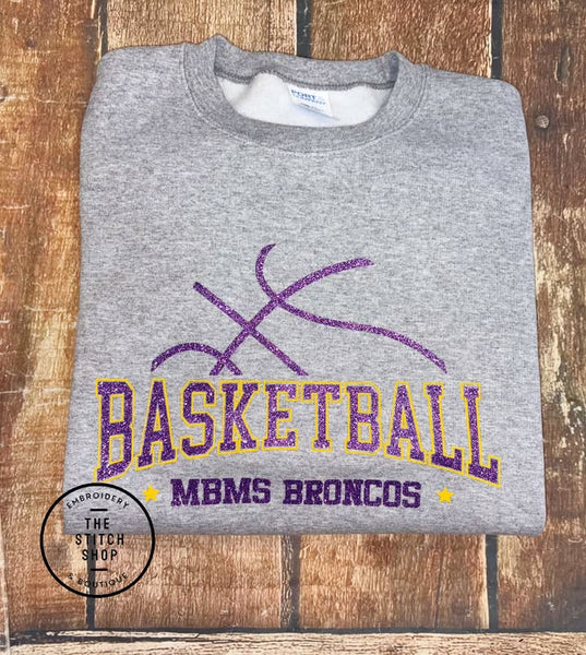 MBMS Glitter Puff Girl's Basketball Sweatshirt