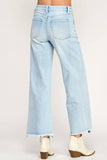 HIGH RISE WIDE LEG W/ DESTROYED HEM JEANS