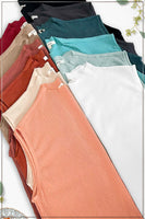 HCT7705-Stretchy Crinkled Fabric Sleeveless Top