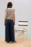 STRIPE CREW NECK SHORT SLEEVE KNIT PULLOVER