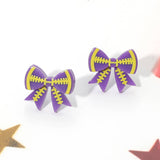 Game Day Football Bow Stud Earrings