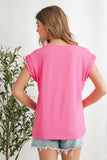 Bonbon Braided Cap Sleeve Crew Neck T Shirt | S-XL