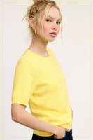 Puffy Sleeve Basic Stretchy Knit Top
