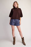 Mock Neck 3/4 sleeves Sweater