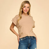 Cotton Spandex Cuffed Sleeve Top