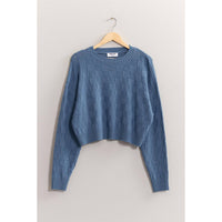 Long Sleeve Square Texture Sweater