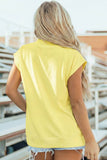 Solid Color High Neck Cap Sleeve Loose Top S-4X