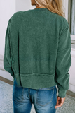 LDC Solid Raw Seam Patchwork Ribbed Sweatshirt