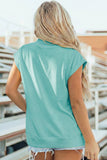 Solid Color High Neck Cap Sleeve Loose Top S-4X