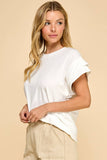 Cotton Spandex Cuffed Sleeve Top