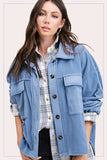 Loose Fit Button Down Long Sleeve Fleece Shacket