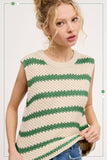 MCS3584-Classic Chunky Striped Sleeveless Sweater Top