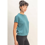 Crew Neck Short Dolman Sleeve Top