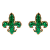 Sequin Mardi Gras Fleur de Lis Stud Earrings