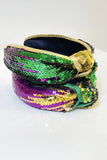 LDC Mardi Gras Sequined Knotted Wide Headband