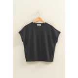 Crew Neck Short Dolman Sleeve Top