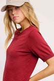 Puffy Sleeve Basic Stretchy Knit Top