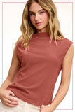 HCT7705-Stretchy Crinkled Fabric Sleeveless Top