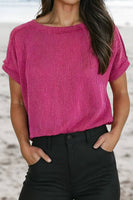 Solid Textured Exposed Seam Casual T-shirt | S-XL