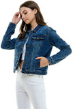 Cotton Blend Stretched  Ladies  Casual Denim Jacket