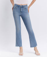HIGH RISE RAW HEM KICK FLARE JEANS LV1709