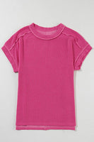 Solid Textured Exposed Seam Casual T-shirt | S-XL
