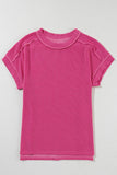 Solid Textured Exposed Seam Casual T-shirt | S-XL