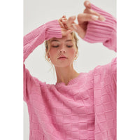 Long Sleeve Square Texture Sweater