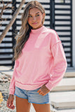 Oversize Drop Shoulder Reversible Mock Neck Sweatshirt