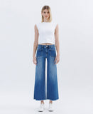 HIGH RISE RAW HEM ANKLE WIDE LEG JEANS LV1683