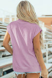 Solid Color High Neck Cap Sleeve Loose Top S-4X