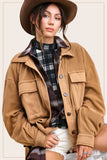 Loose Fit Button Down Long Sleeve Fleece Shacket