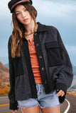 Loose Fit Button Down Long Sleeve Fleece Shacket