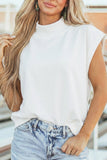 Solid Color High Neck Cap Sleeve Loose Top S-4X