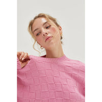 Long Sleeve Square Texture Sweater