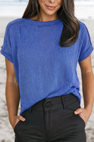 Solid Textured Exposed Seam Casual T-shirt | S-XL