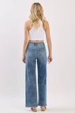 HIGH RISE SLIM WIDE LEG W/ DESTROYED HEM JEANS