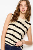 MCS3584-Classic Chunky Striped Sleeveless Sweater Top