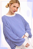 Oversized Striped Long Sleeve Pullover Top
