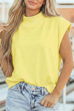 Solid Color High Neck Cap Sleeve Loose Top S-4X