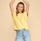 Striped Rolled Sleeve Knit Top